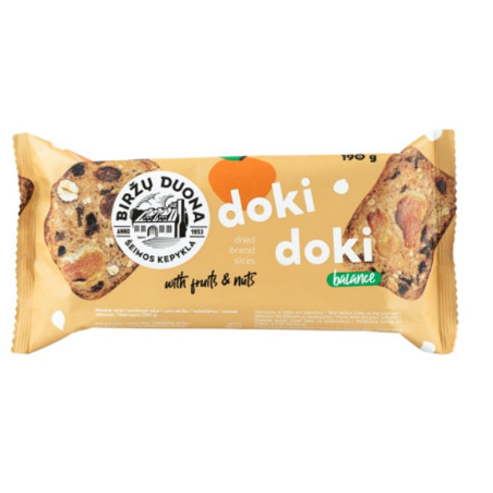 Džiov.duonos riekelės DOKI DOKI Balance su vaisiais ir riešutais, 190 g