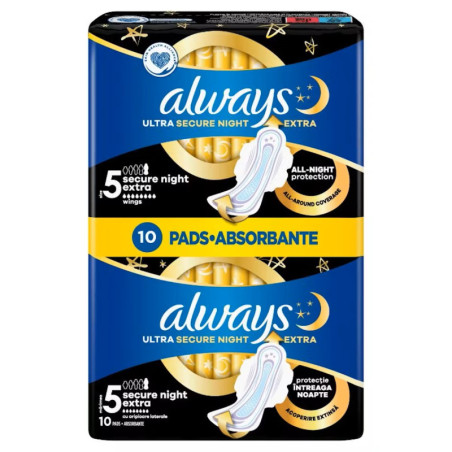 Hig. paketai ALWAYS ULTRA SECURE NIGHT EXTRA, S5, 10 vnt