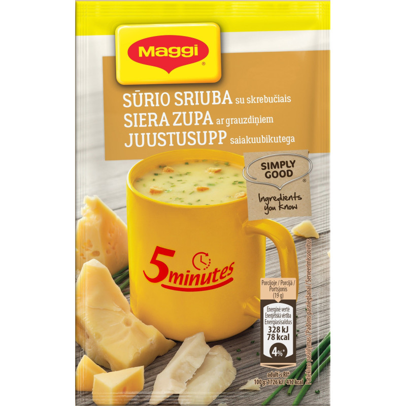 Tirpi sūrio sriuba su skrebučiais MAGGI, 19 g