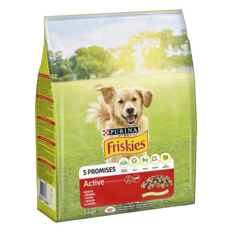 Sausas šunų ėdalas su jautiena FRISKIES ACTIVE DOG, 3 kg