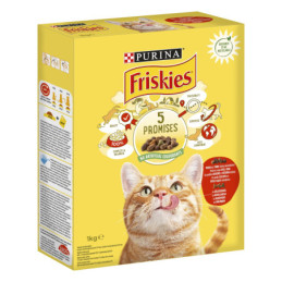 Sausas kačių ėdalas su jautiena ir daržovėmis FRISKIES, 1 kg