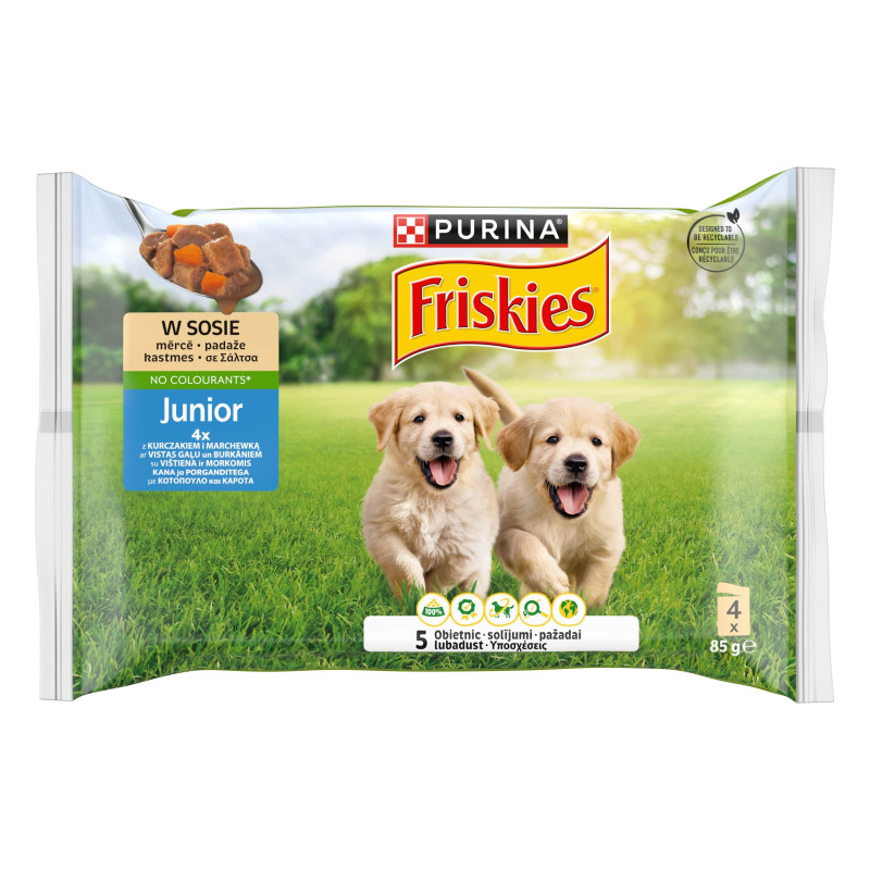 Šunų ėdalas FRISKIES JUNIOR su višt.ir mork., 4 x 85 g