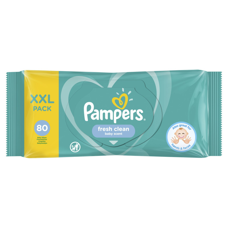 Drėgnos kūdikių servetėlės PAMPERS FRESH CLEAN, 80 vnt