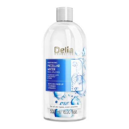 Micelinis vanduo DELIA veido, lūpų ir akių makiažui valyti, 500 ml