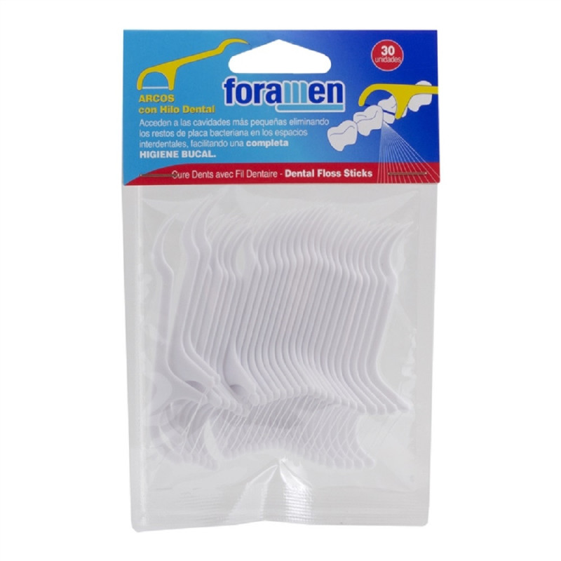 Tarpdančių siūlas su koteliu FORAMEN, 30 vnt