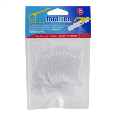 Tarpdančių siūlas su koteliu FORAMEN, 30 vnt