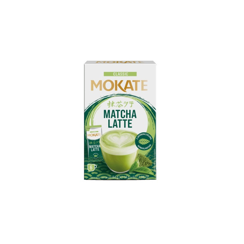 Žaliosios arbatos gėrimas MOKATE Matcha latte, 6 x 14 g