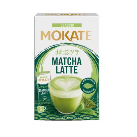 Žaliosios arbatos gėrimas MOKATE Matcha latte, 6 x 14 g