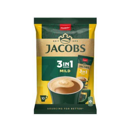Tirpiosios kavos gėrimas JACOBS, MILD, maiš., 10 vnt., 111 g