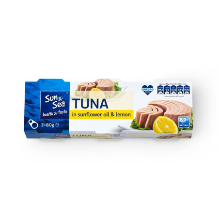 Tuno gabalėliai su citrina SUN & SEA, 3 x 80 g