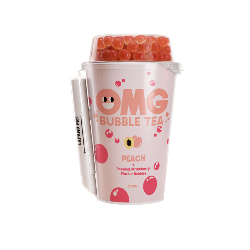 Arbatos gėrimas OMG, persikų sk. su braškių burbuliukais, 270 ml