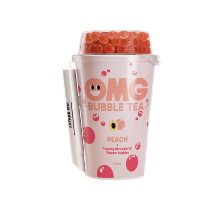 Arbatos gėrimas OMG, persikų sk. su braškių burbuliukais, 270 ml