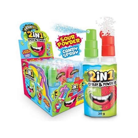 Saldainių vaisių gelis Johny Bee® 2in1 Spray&Powder, 20 g