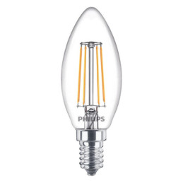 LED lempa Philips Fil, B35, 4.3W, E14, 2700K, 470lm, skaidri