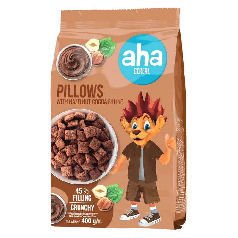 Sausi pusryčiai AHA pagalvėlės su kakav./rieš. įd., 400 g