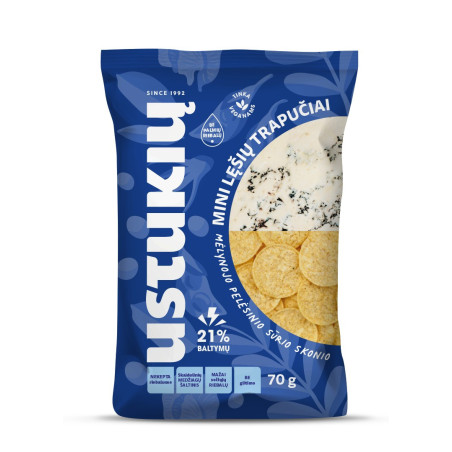 Mini lęšių trapučiai USTUKIŲ mėlyn. pelės. sūrio sk., 70 g