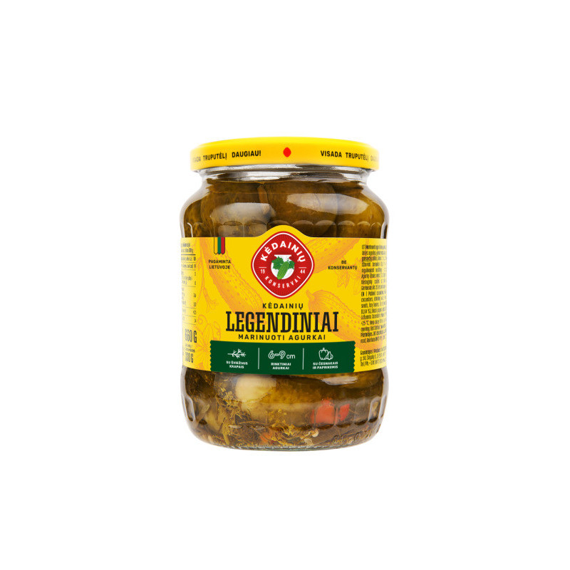 Marinuoti agurkai KĖDAINIŲ, LEGENDINIAI, nepjaustyti, 660 g