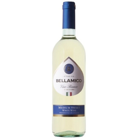 Vynas BELLAMICO baltasis, pusiau saldus, 10 %, 750 ml