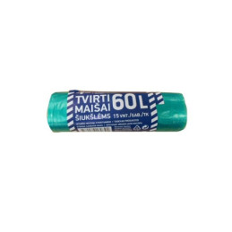 Šiukšlių maišai, 60 l, 15 vnt., įvairių spalvų, 12MK