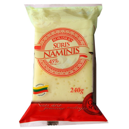 Fermentinis sūris ROKIŠKIO NAMINIS, be laktozės,45% r., 240g