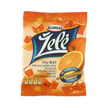 Apelsinų sk. želė KLINGAI, 80 g