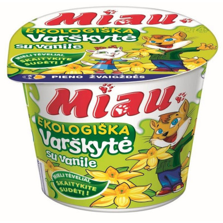 Ekologiška varškytė MIAU, 6% rieb., su vanile, 100 g