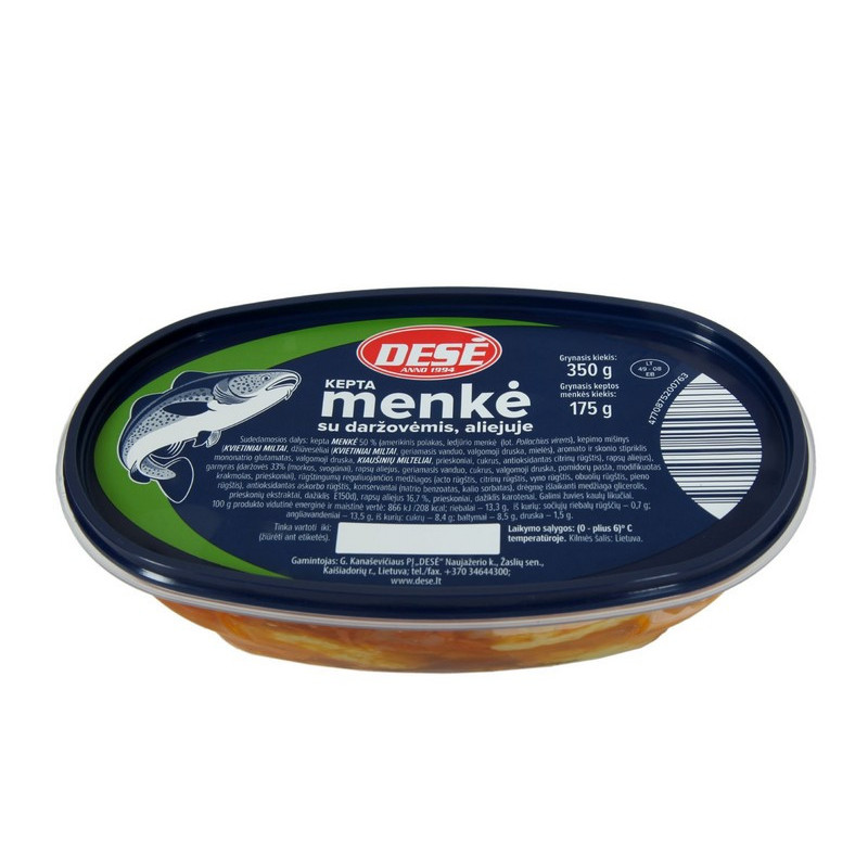 Menkė su daržovėmis aliejuje, 350 g