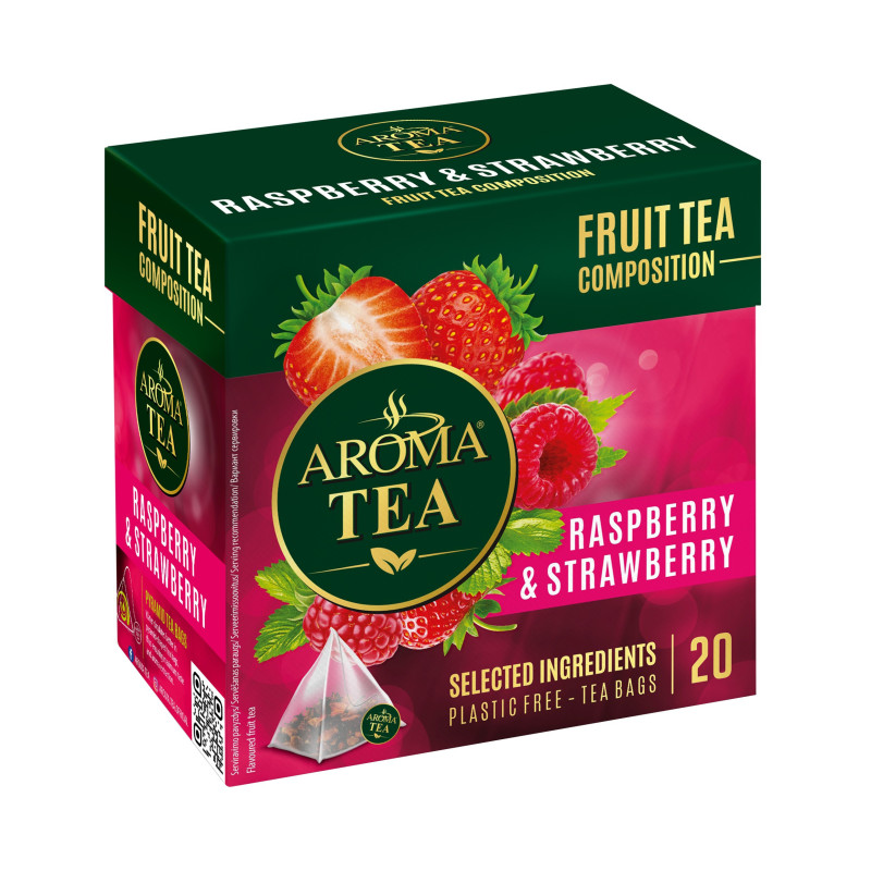 Vaisinė arbata AROMA TEA aviečių ir braškių sk., 40 g