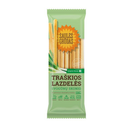 Traškios lazdelės su svogūnais SAULĖS GRŪDAS, 125 g