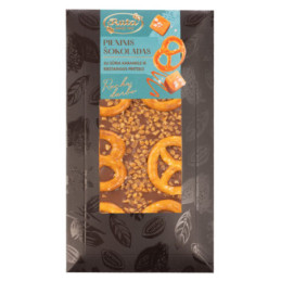 Pieninis šokoladas su sūria karamele ir riestainiais PRETZELS, 100 g
