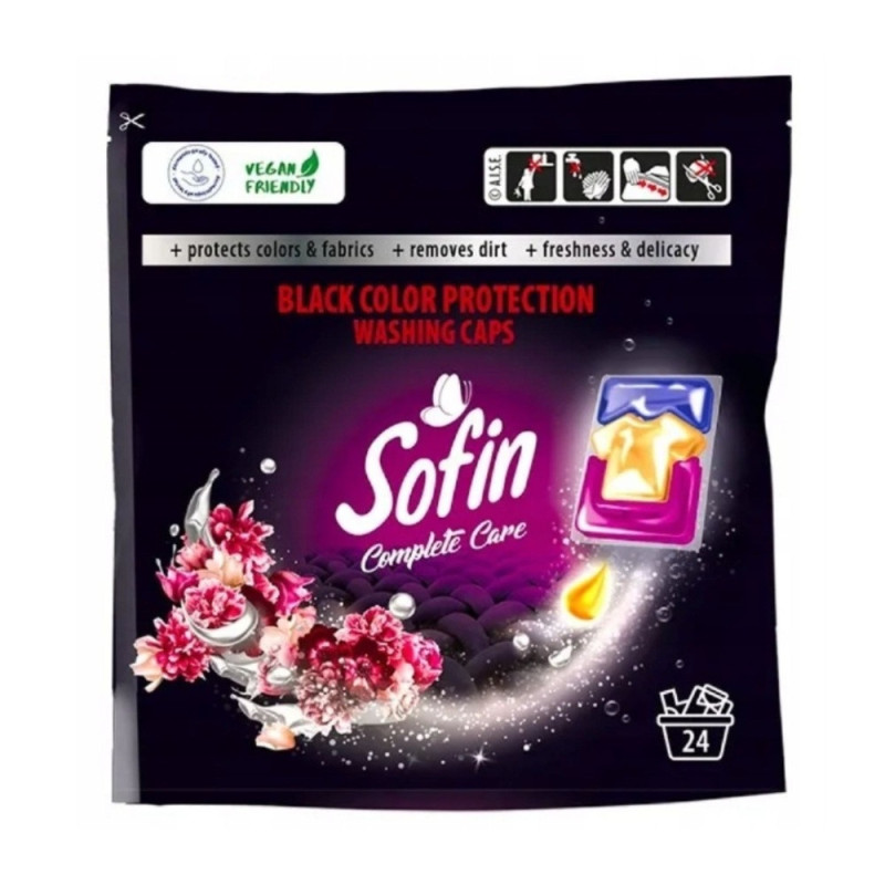 Skalbimo kapsulės SOFIN Complete Care Black Color Protection, 24 vnt