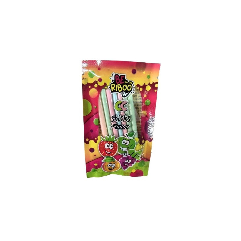 Vaisiniai saldainiai BERIBOO Sticks CC su tatuiruote, 7 g