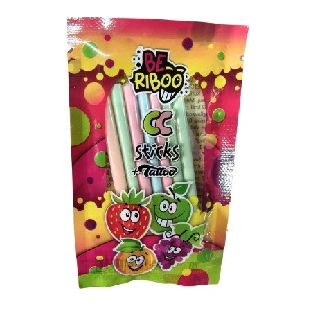 Vaisiniai saldainiai BERIBOO Sticks CC su tatuiruote, 7 g
