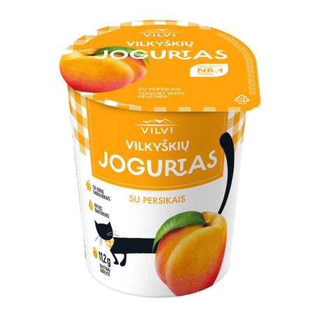 Jogurtas VILKYŠKIŲ su persikais, 3,5% rieb., 350 g