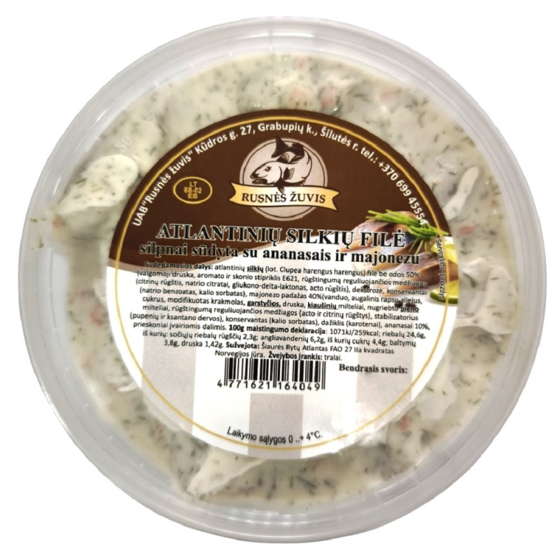 Silkių filė su ananasais, majoneze, 1 kg
