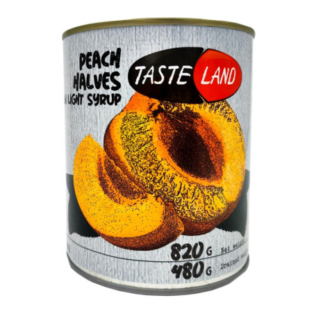 Konservuotos persikų puselės TASTE LAND, 820 g / 480 g