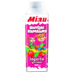 Jog.gėrimas MIAU su braškėmis ir bananais, 1,4 % rieb.,500 g