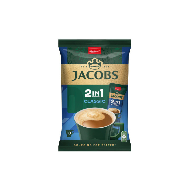 Tirpiosios kavos gėrimas JACOBS, 2in1, maiš., 10 vnt., 124 g