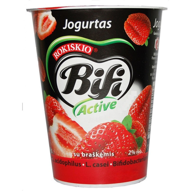 Jogurtas BIFI ACTIVE su braškėmis, 2% r., 360 g