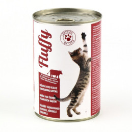 Konservuotas ėdalas katėms su jautiena FLUFFY, 410 g