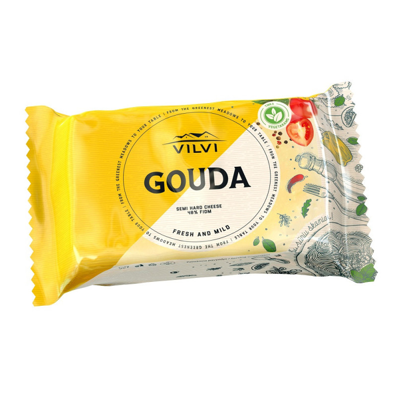 Puskietis sūris VILVI GOUDA, 48 %, RSM, 240 g