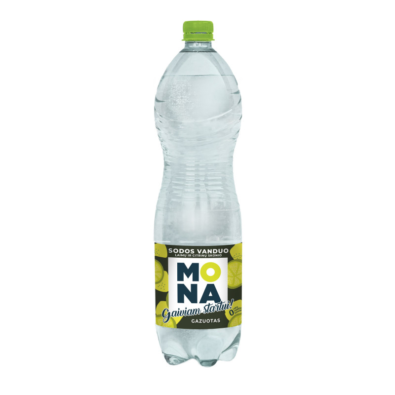 Gazuotas laimų-citrinų skonio stalo vanduo MONA, 1,5l Gazuotas laimų-citrinų skonio stalo vanduo MONA, 1,5l