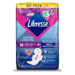 Higieniniai paketai LIBRESSE Maxi Night paketai, 18 vnt.