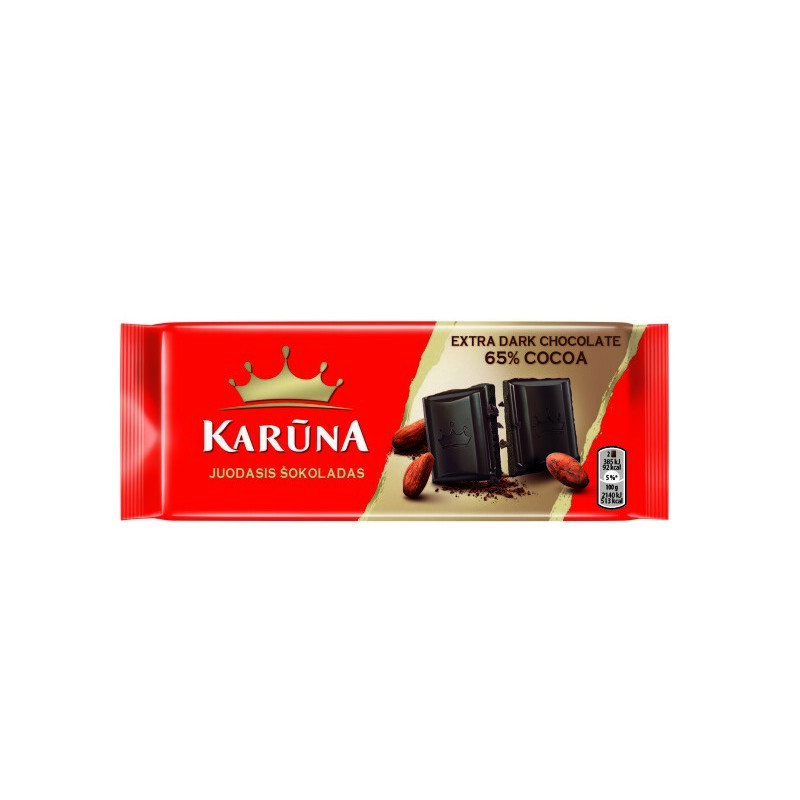 Juodasis šokoladas KARŪNA, 65%, 80 g