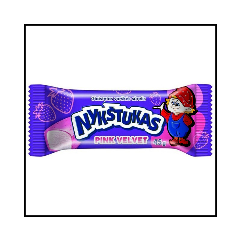 Gl.varškės sūrelis NYKŠTUKAS,PINK VELVET su brašk.br.gl.,45 g Gl.varškės sūrelis NYKŠTUKAS,PINK VELVET su brašk.br.gl.,45 g