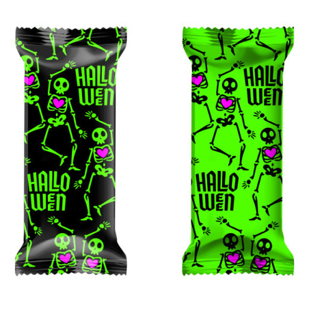 Vafliniai saldainiai HALLOWEEN su žaliu, rūgščiu kremu, kg