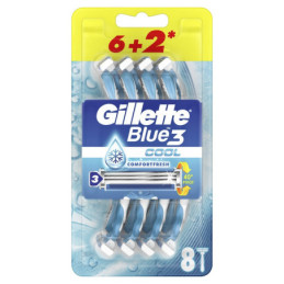 Vienkartiniai skustuvai GILLETTE BLUE 3 COOL, 6+2 vnt