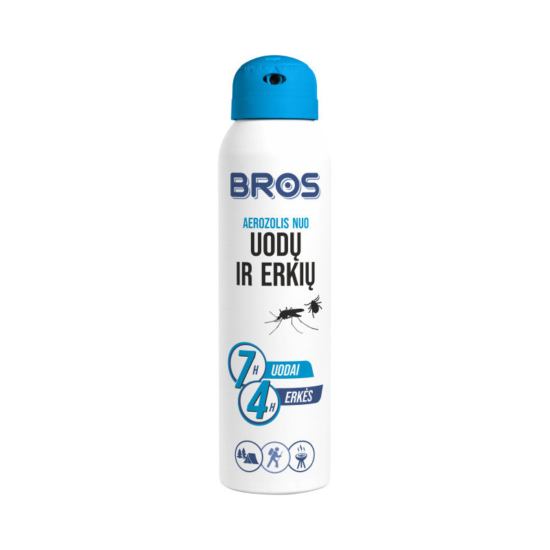 Aerozolis nuo uodų ir erkių BROS, 90 ml Aerozolis nuo uodų ir erkių BROS, 90 ml