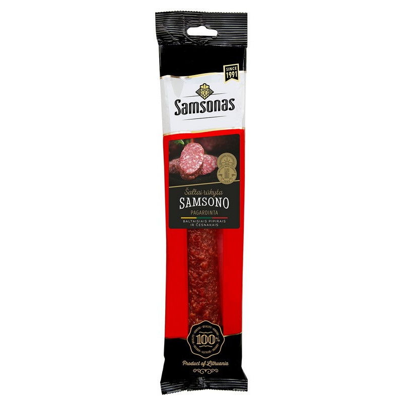 Šaltai rūkyta SAMSONO dešra, 200 g Šaltai rūkyta SAMSONO dešra, 200 g