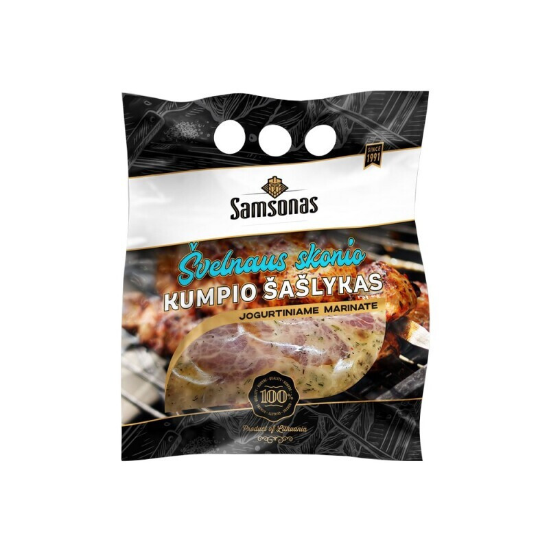 Kiaulien. kumpio šašlykas SAMSONAS,jogurt.marinate,~800g.,kg Kiaulien. kumpio šašlykas SAMSONAS,jogurt.marinate,~800g.,kg